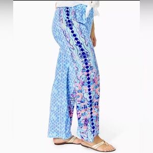 Lilly Pulitzer Blue and Pink Wide Leg pants bal harbor palazzo